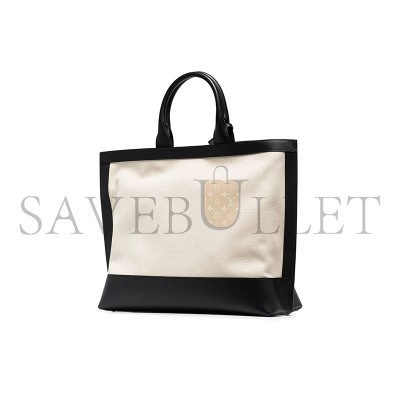 YSL CALFSKIN LINEN TWO TONE SHOPPING TOTE BLACK 6197571560143 (41.5*34*14cm)
