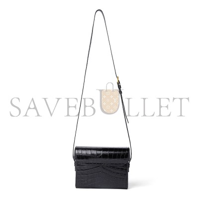 YSL JUNE BOX BAG IN CROCODILE-EMBOSSED LEATHER 728606AAAOH1000 (19*15*8cm)
