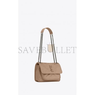 YSL NIKI BABY CHAIN BAG IN CRINKLED VINTAGE VEGETABLE-TANNED LEATHER 6331601YG042826 (21*16*7.5cm)