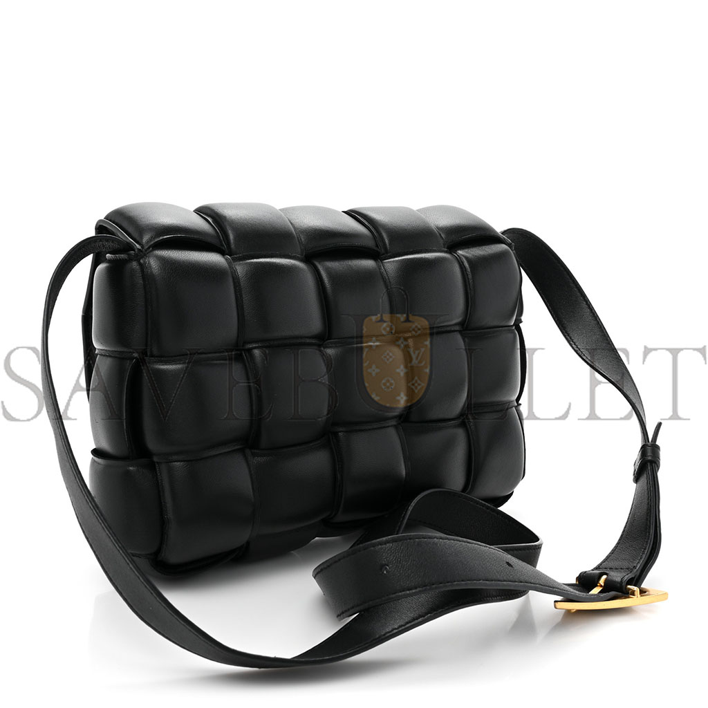 BOTTEGA VENETA NAPPA MAXI INTRECCIATO PADDED CASSETTE CROSSBODY BAG BLACK  (26*18*8cm)