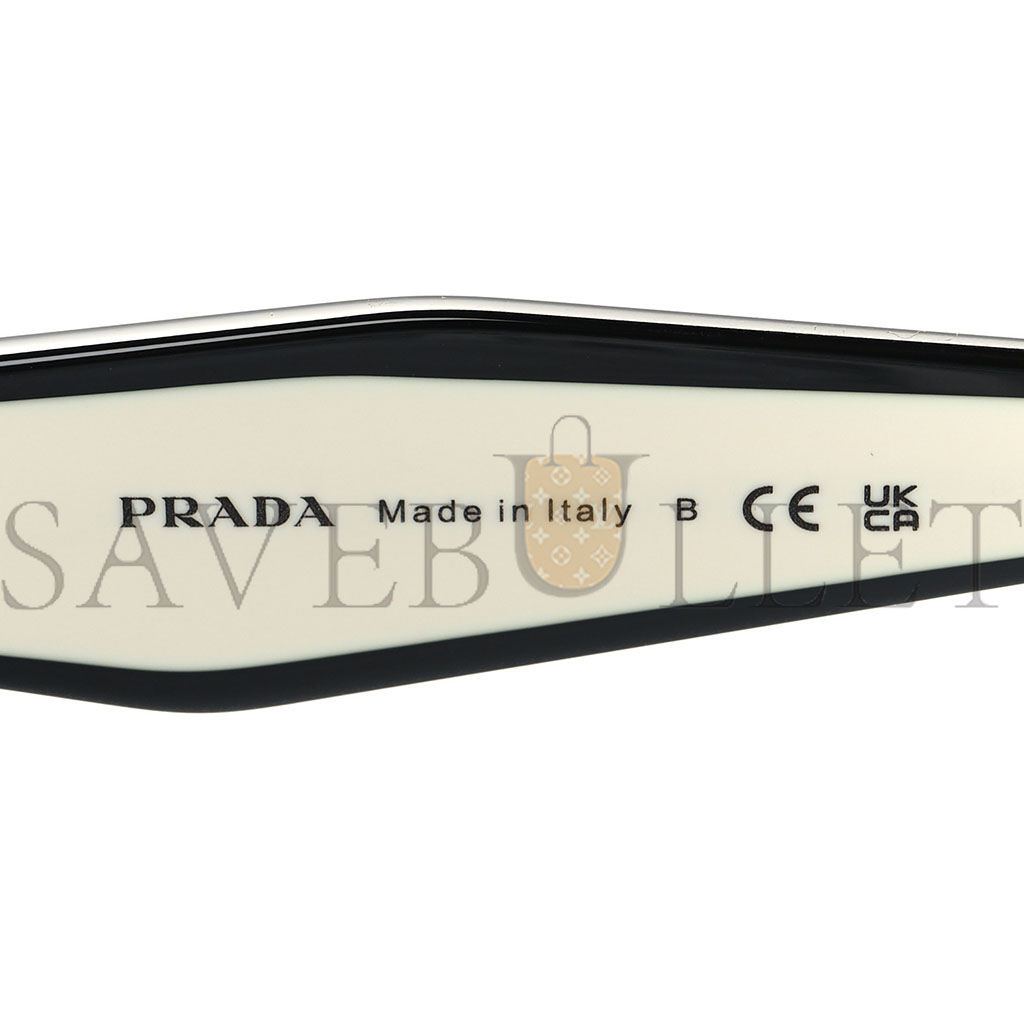 PRADA ACETATE SQUARE SUNGLASSES SPR 24Z BLACK WHITE