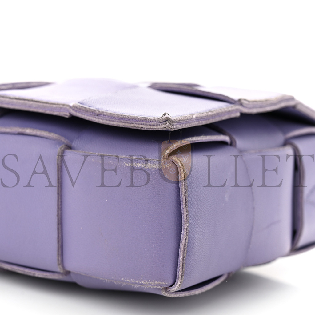 BOTTEGA VENETA LAMBSKIN INTRECCIO CASSETTE CROSSBODY BAG WISTERIA (23*15*5.5cm)