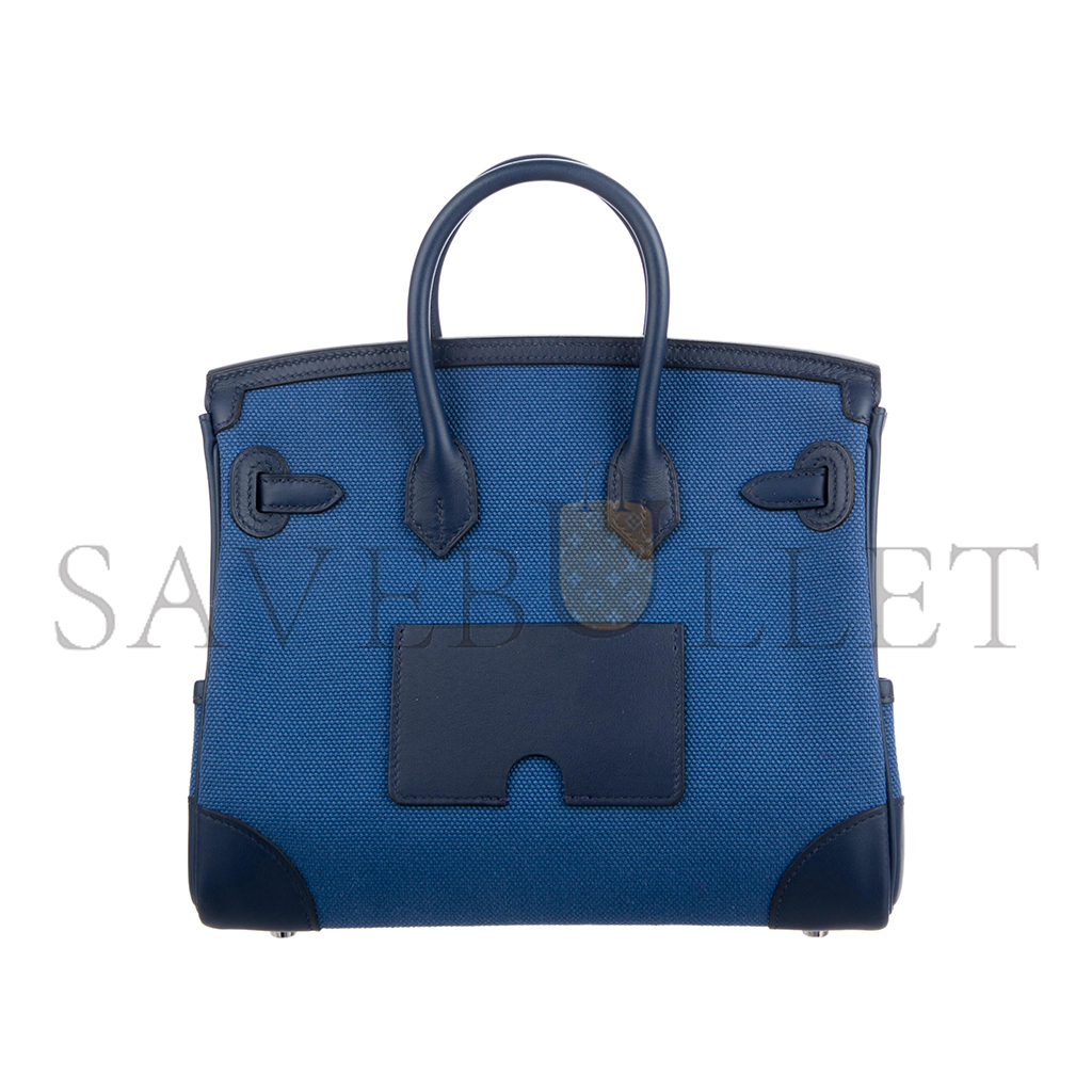 HERMES MASTER BIRKIN 25 BLUE CANVAS BAG SILVER BUCKLE MSBK3404012 (25*20*13cm)