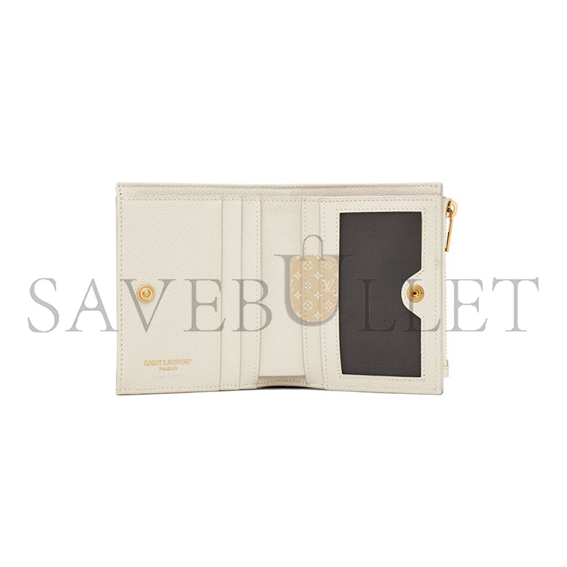 YSL CASSANDRE MATELASSÉ BI-FOLD WALLET IN GRAIN DE POUDRE LEATHER 575879BOW019207 (10.5*8.5*2.5cm)