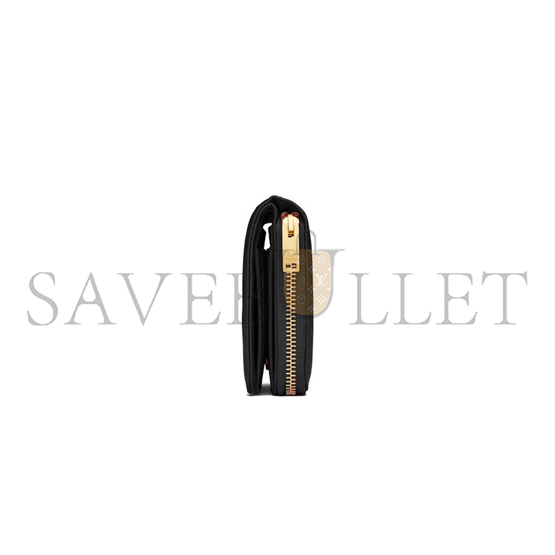 YSL CASSANDRE MATELASSÉ COMPACT ZIP AROUND WALLET IN GRAIN DE POUDRE LEATHER 668288BOW011000 (12*10*3cm)