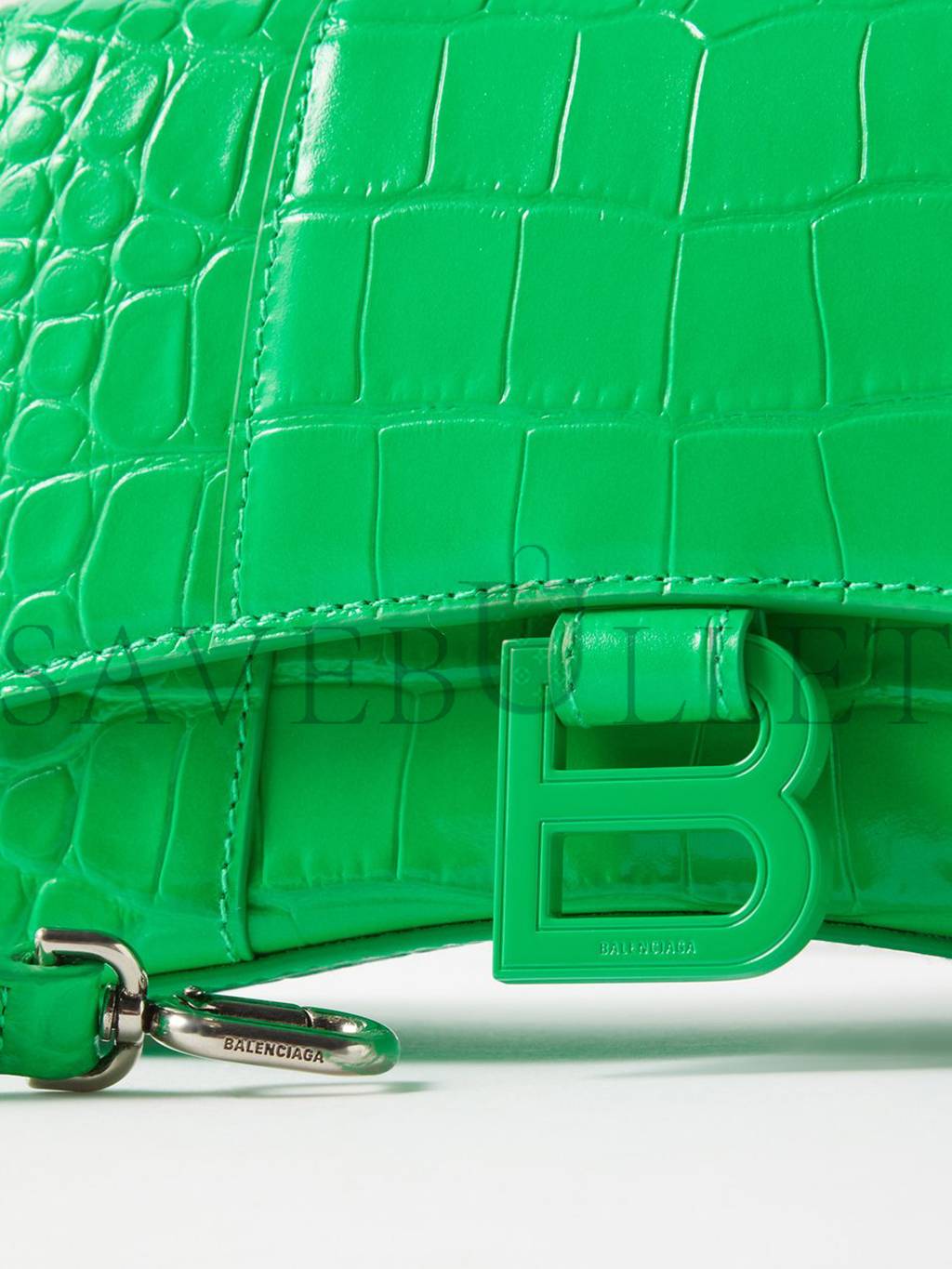 BALENCIAGA GREEN HOURGLASS XS CROC-EFFECT LEATHER CROSS-BODY BAG MATCHESFASHION US (19*12.1*7.6cm)