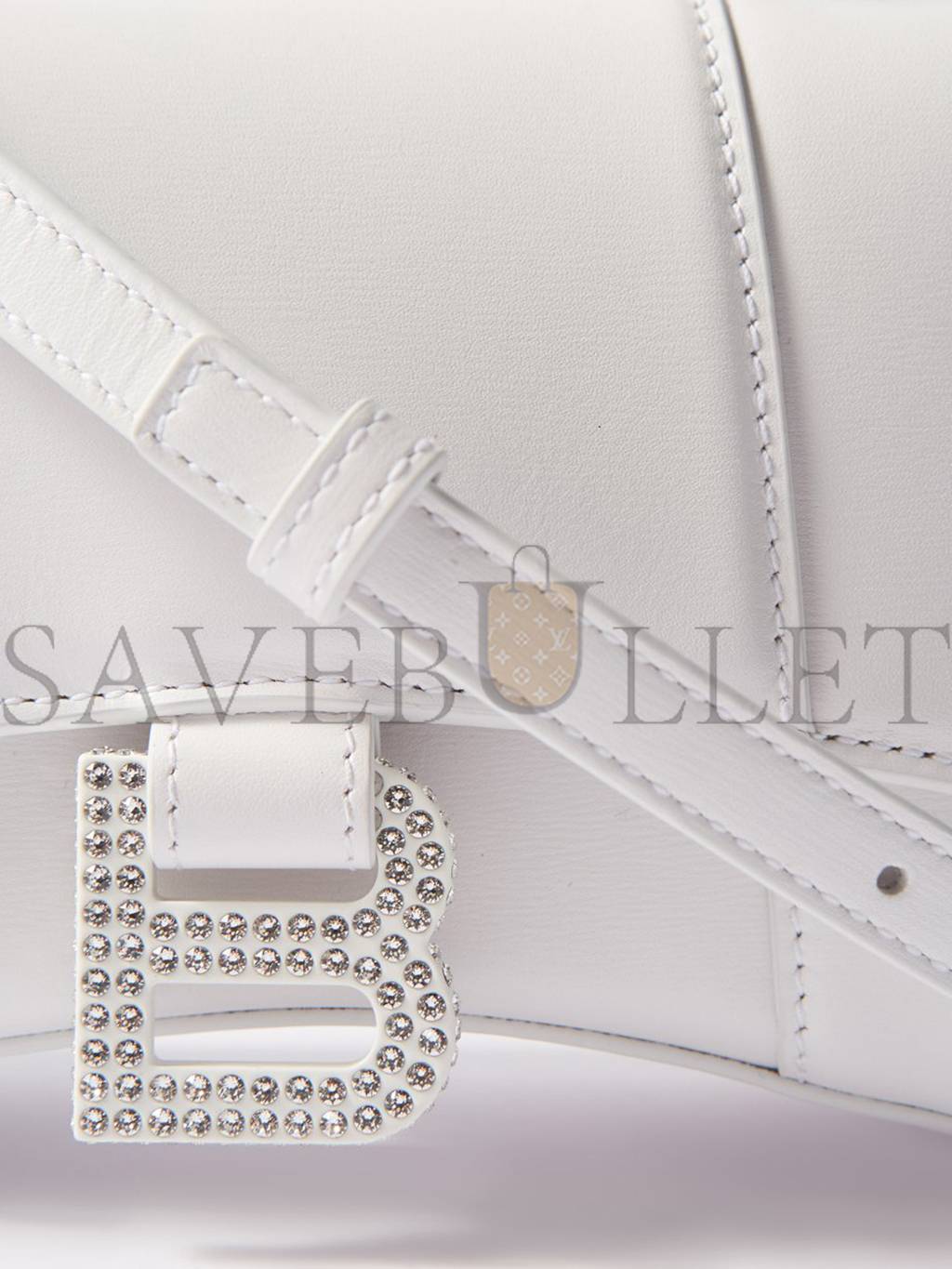 BALENCIAGA WHITE HOURGLASS XS CRYSTAL-LOGO LEATHER BAG MATCHESFASHION US (19*11.5*7.5cm)