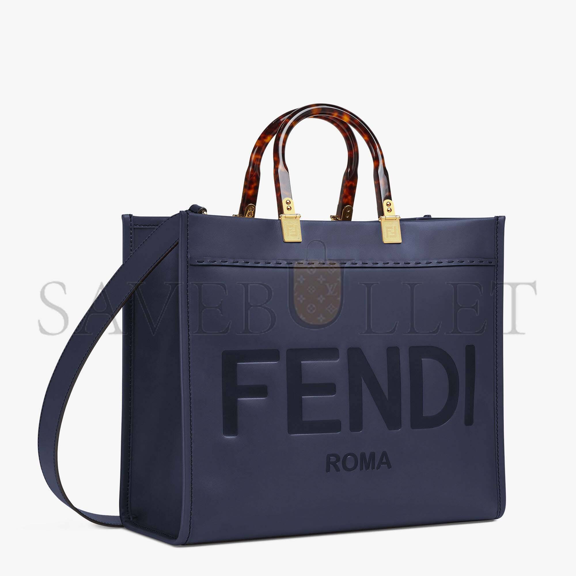 FENDI SUNSHINE MEDIUM - DARK BLUE LEATHER SHOPPER 8BH386ABVLF1998 (35*31*17cm)