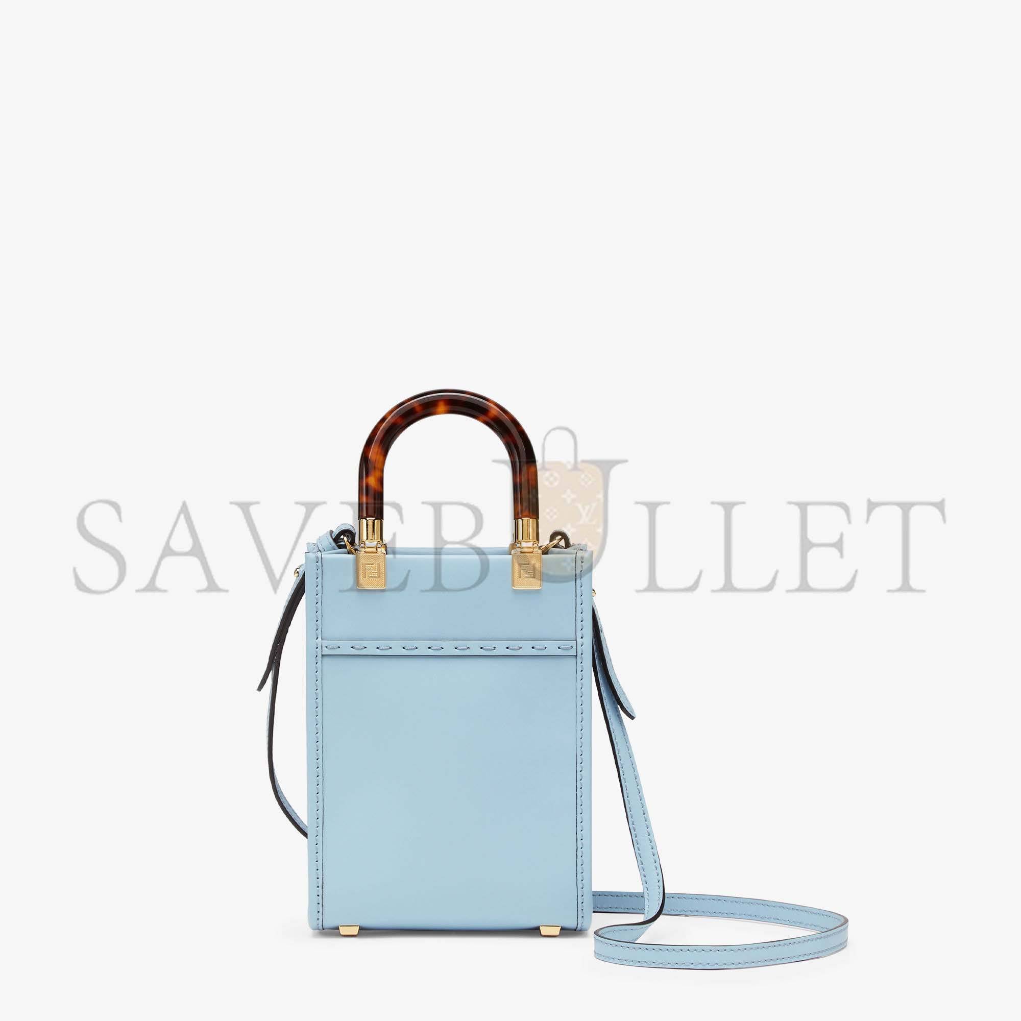 FENDI MINI SUNSHINE SHOPPER - LIGHT BLUE LEATHER MINI BAG 8BS051ABVLF1993 (18*13*6.5cm)