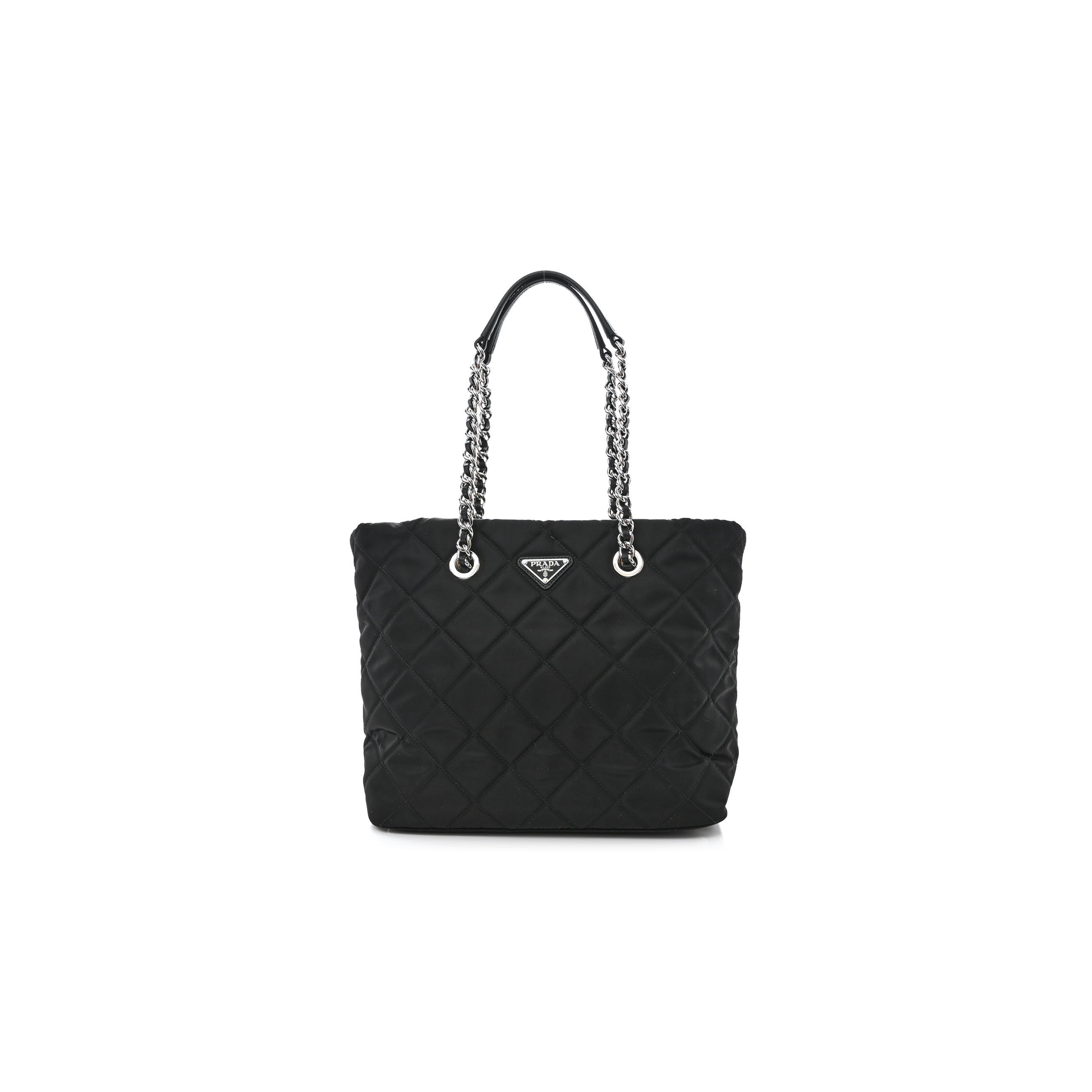 PRADA NYLON TESSUTO IMPUNTU QUILTED SHOULDER BAG BLACK (30*25*14cm)