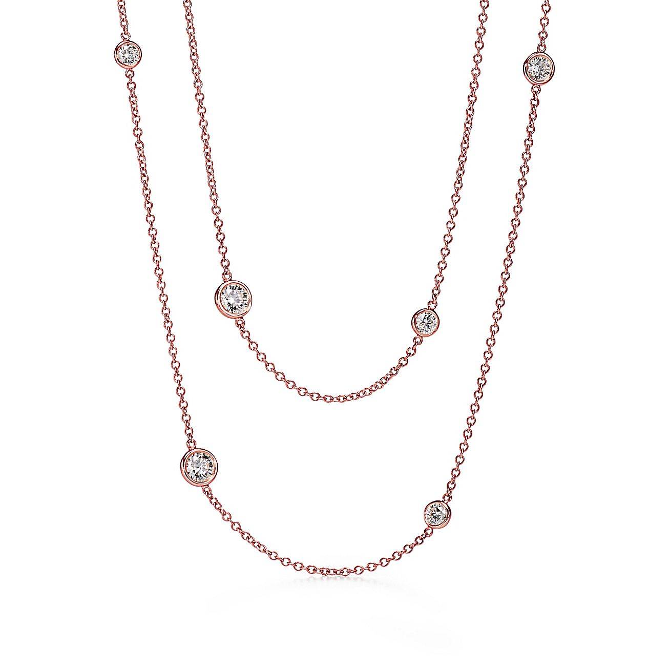 TIFFANY  ELSA PERETTI® DIAMONDS BY THE YARD® SPRINKLE NECKLACE IN ROSE GOLD WITH DIAMONDS