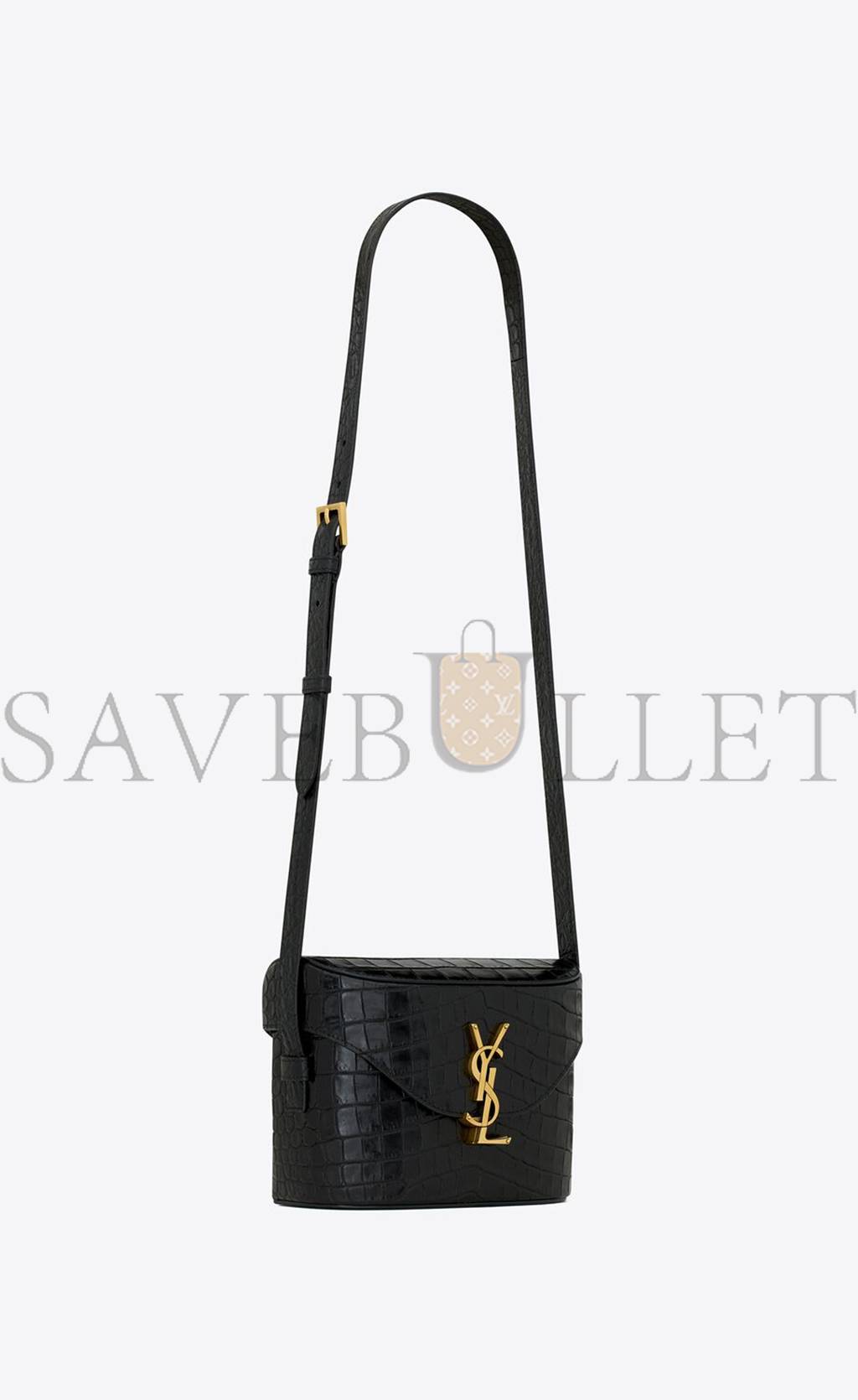 YSL JUNE BOX BAG IN CROCODILE-EMBOSSED LEATHER 728606AAAOH1000 (19*15*8cm)