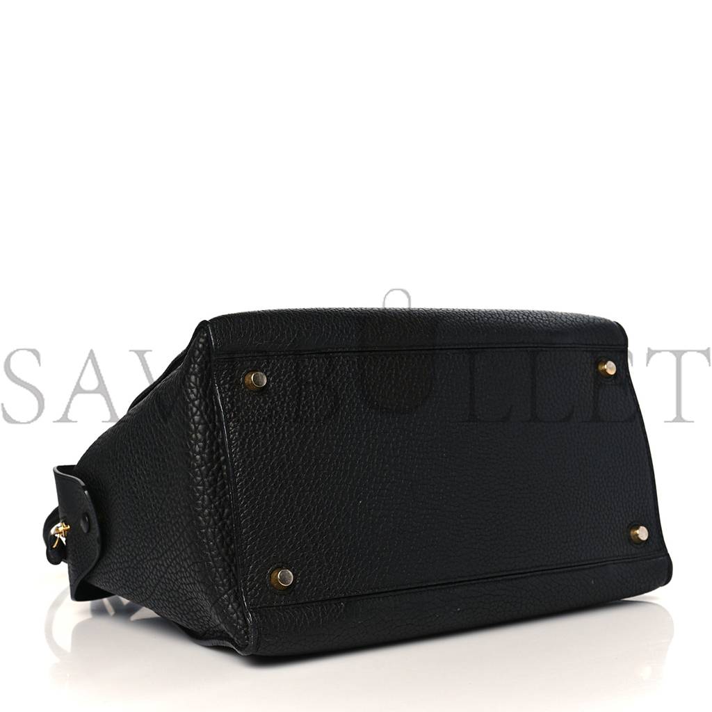 CELINE BULLHIDE CALFSKIN SMALL RING BAG BLACK (34*25*20cm)