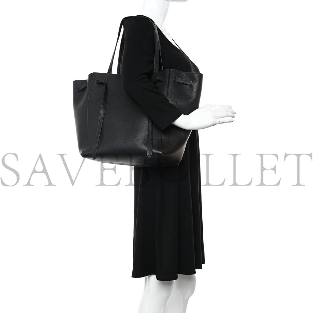 CELINE SOFT GRAINED CALFSKIN SMALL BELT CABAS PHANTOM BLACK (29*27*17cm)