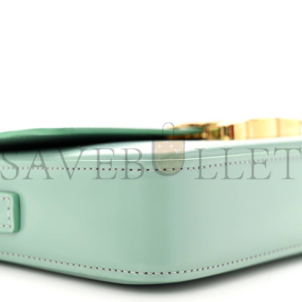 CELINE SHINY CALFSKIN TRIOMPHE SHOULDER BAG CELADON (20*12*4cm)