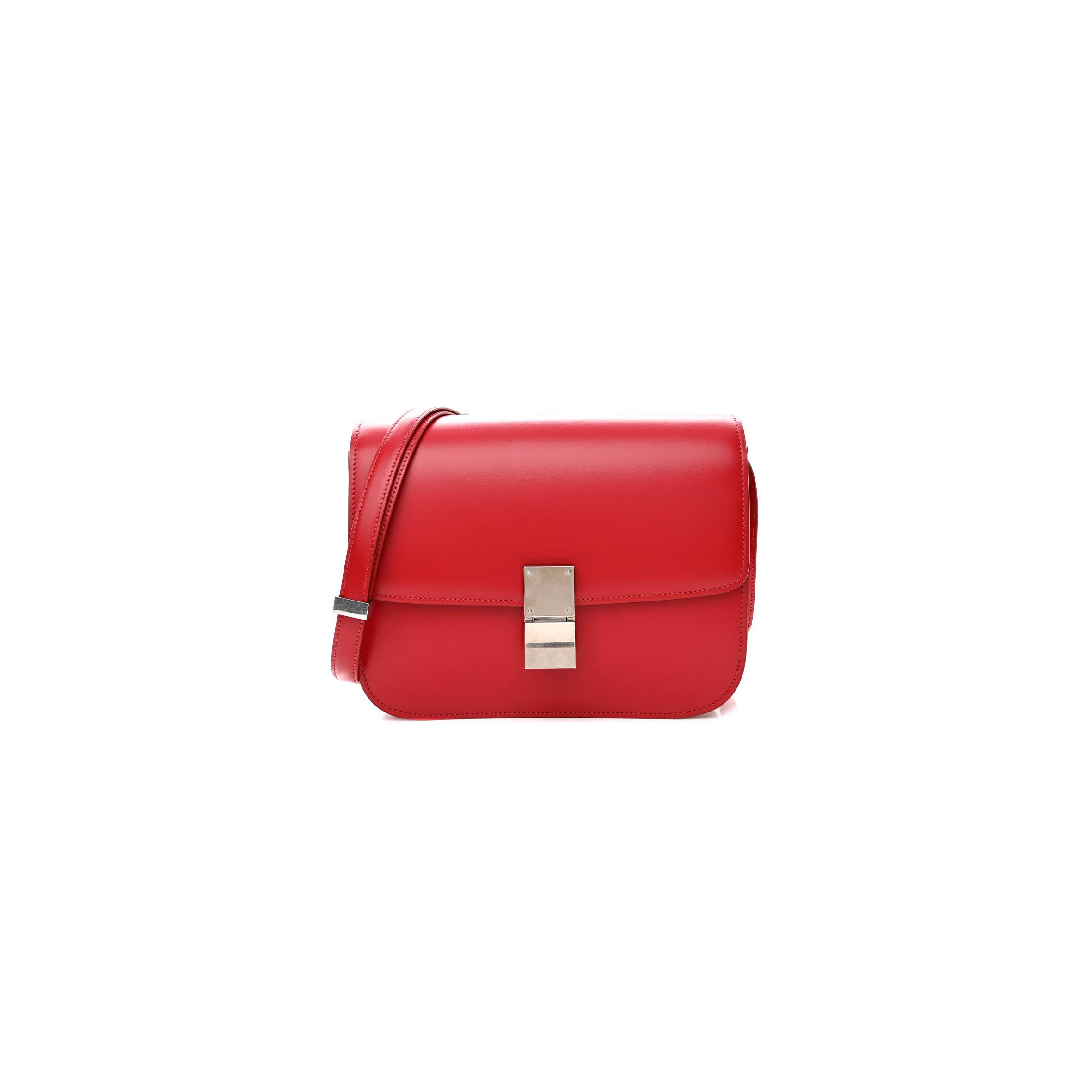 CELINE BOX CALFSKIN MEDIUM CLASSIC BOX FLAP BAG RED (23*18*6cm)