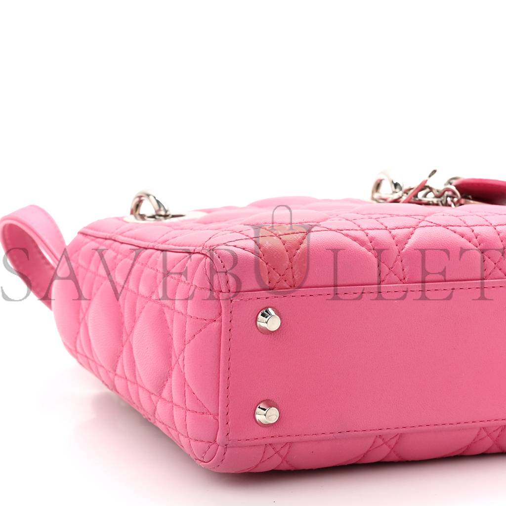 DIOR LAMBSKIN CANNAGE MINI LADY DIOR SORBET (17*15*7cm)