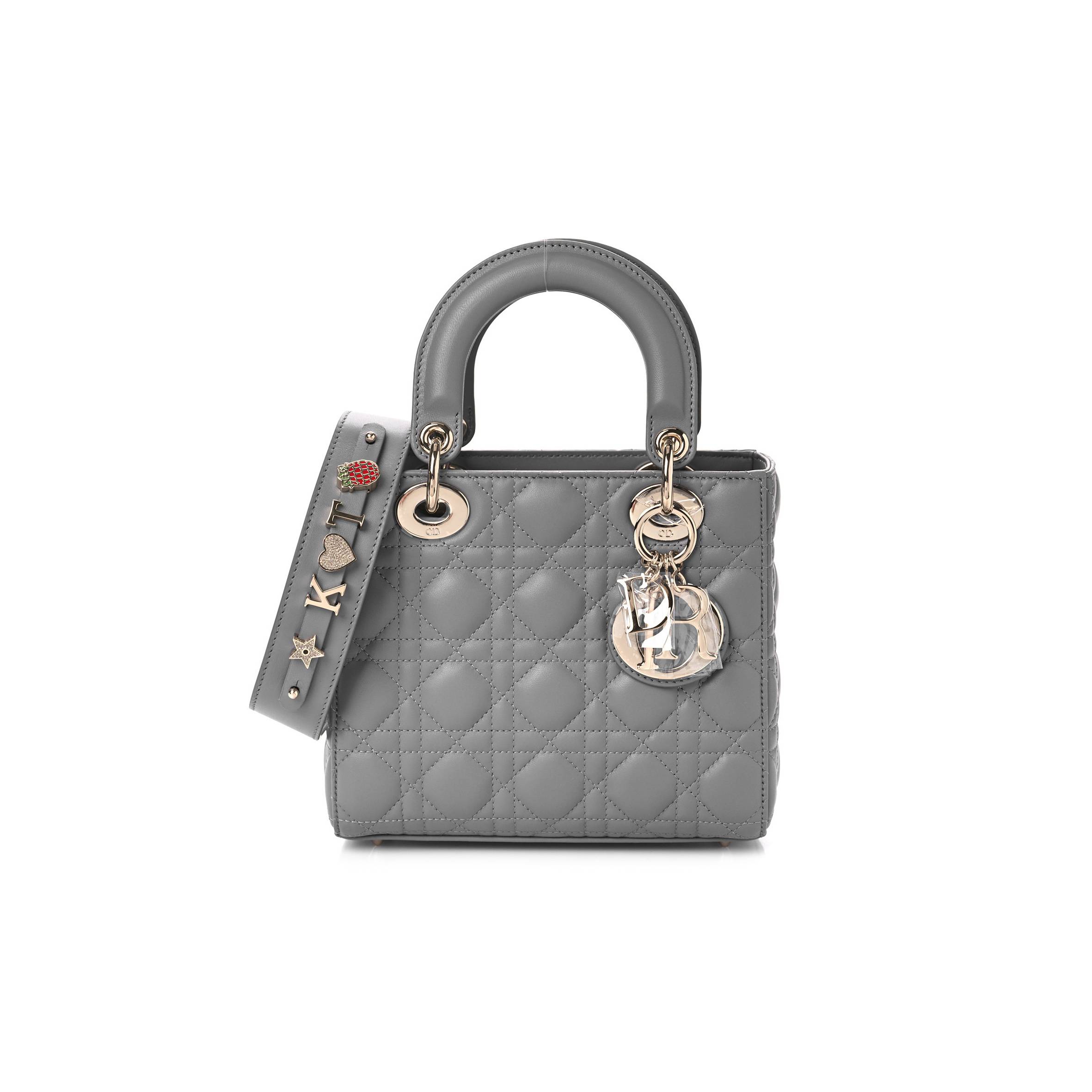 DIOR LAMBSKIN CANNAGE SMALL MY ABC DIOR LADY DIOR GREY (20*18*8.9cm)