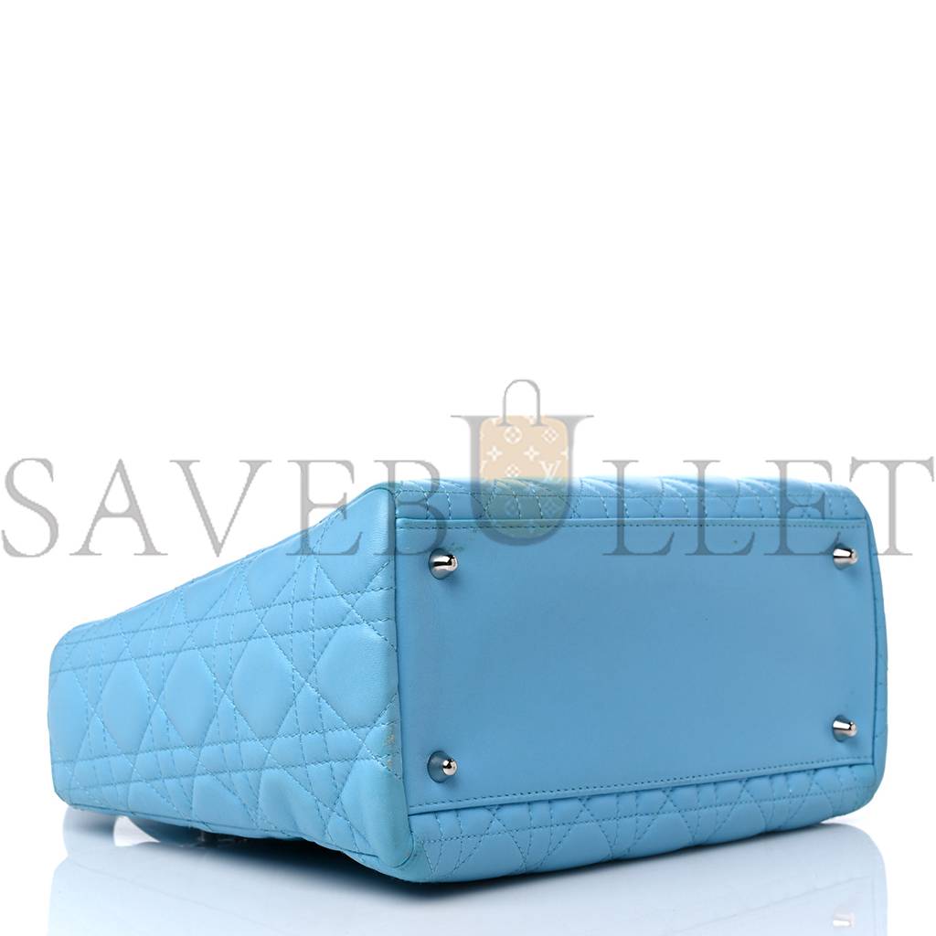 DIOR LAMBSKIN CANNAGE MEDIUM LADY DIOR LIGHT BLUE (25*20*12.1cm)