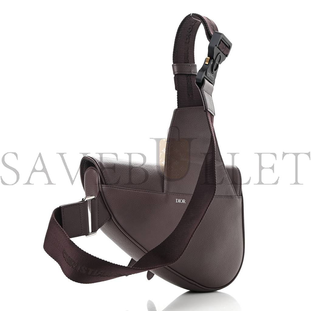 DIOR GRAINED CALFSKIN KIM JONES SADDLE BAG AMARANTH (27*22*3.8cm)