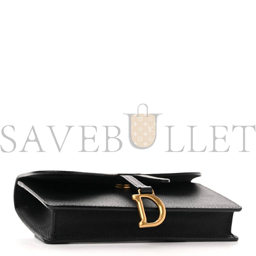 DIOR GRAINED CALFSKIN SADDLE BELT BAG BLACK (17*10*3.2cm)