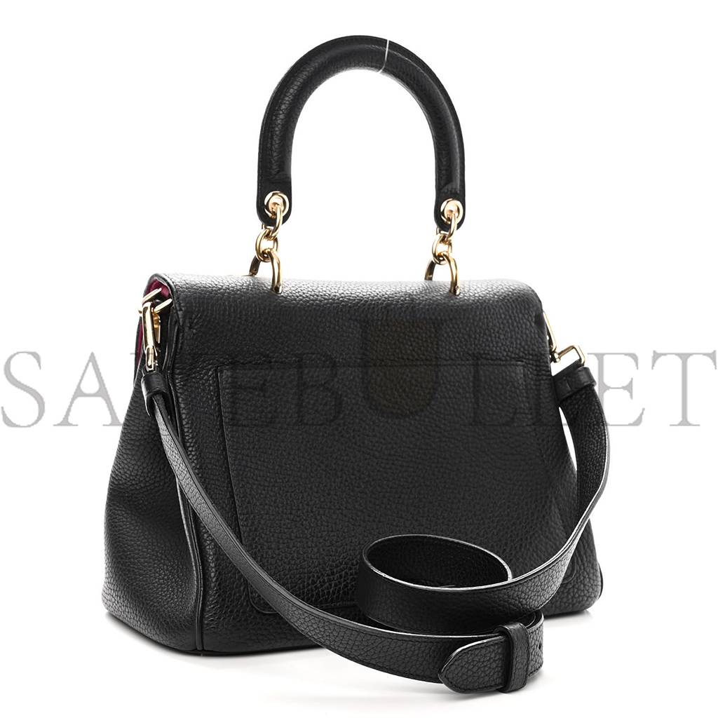 DIOR BULLCALF SMALL BE DIOR FLAP BLACK FRAISE (27*20*12.7cm)