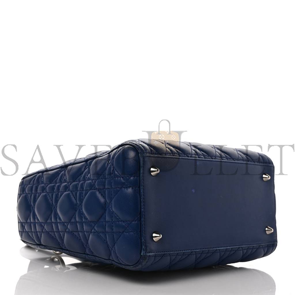 DIOR LAMBSKIN CANNAGE MEDIUM LADY DIOR NAVY (24*20*11.4cm)