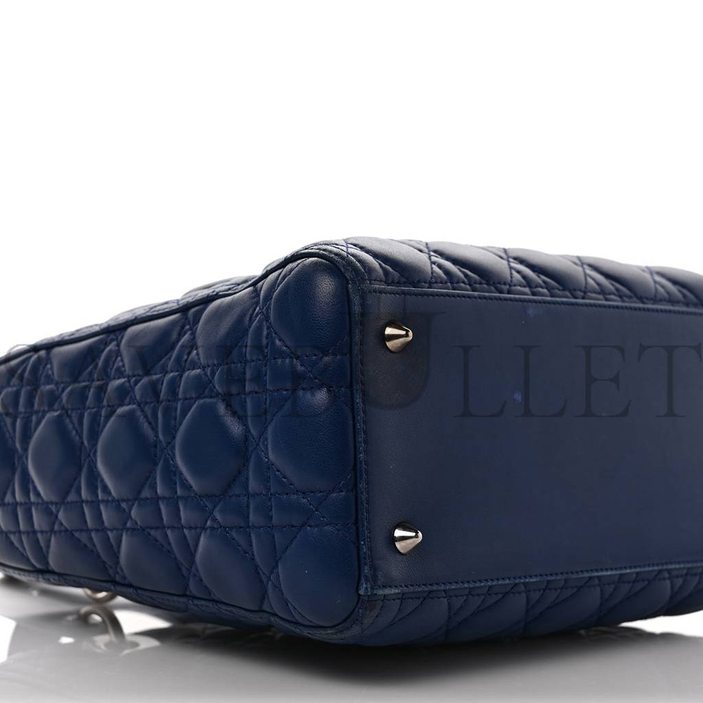 DIOR LAMBSKIN CANNAGE MEDIUM LADY DIOR NAVY (24*20*11.4cm)